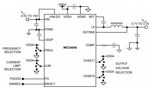 Microchip MIC24046转换器应用电路