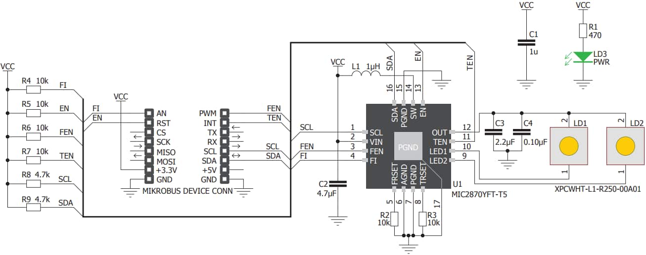 MikroElektronika LED闪光灯2 Click Board™示意图