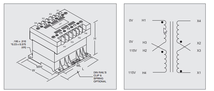 Mechanical Drawing - Signal Transformer / Bel EcoTran Isolation Transformers
