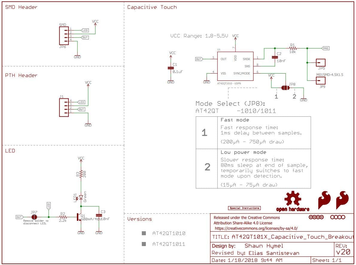 Schematic - SparkFun 电容性触控分线板