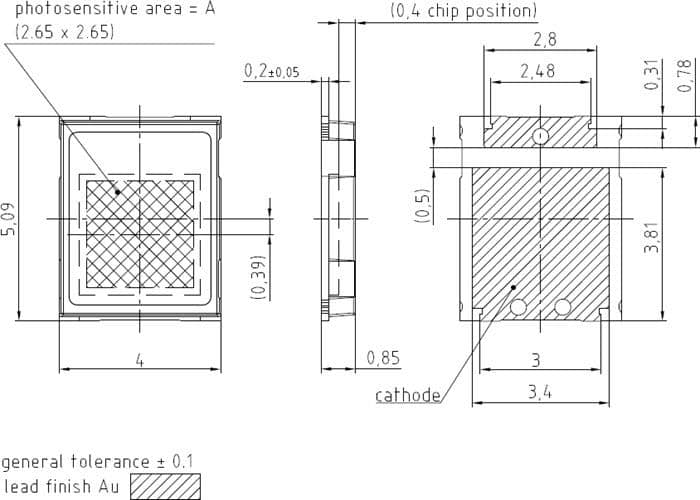 Mechanical Drawing - OSRAM Opto Semiconductors 硅PIN光电二极管