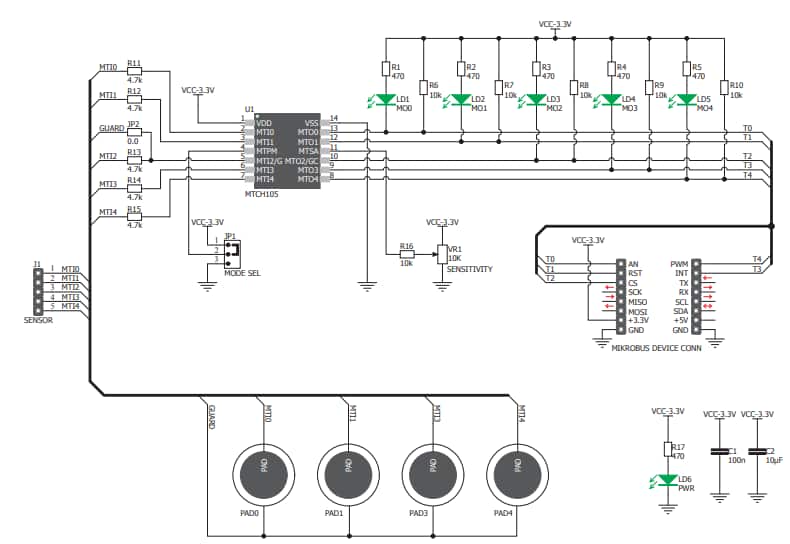 Schematic - MikroElektronika MIKROE-2883 Cap Extend 3 Click板